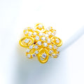 22k-gold-Stunning Oval Flower CZ Tops 