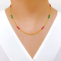 Chic Red + Green Chain Necklace - 17"
