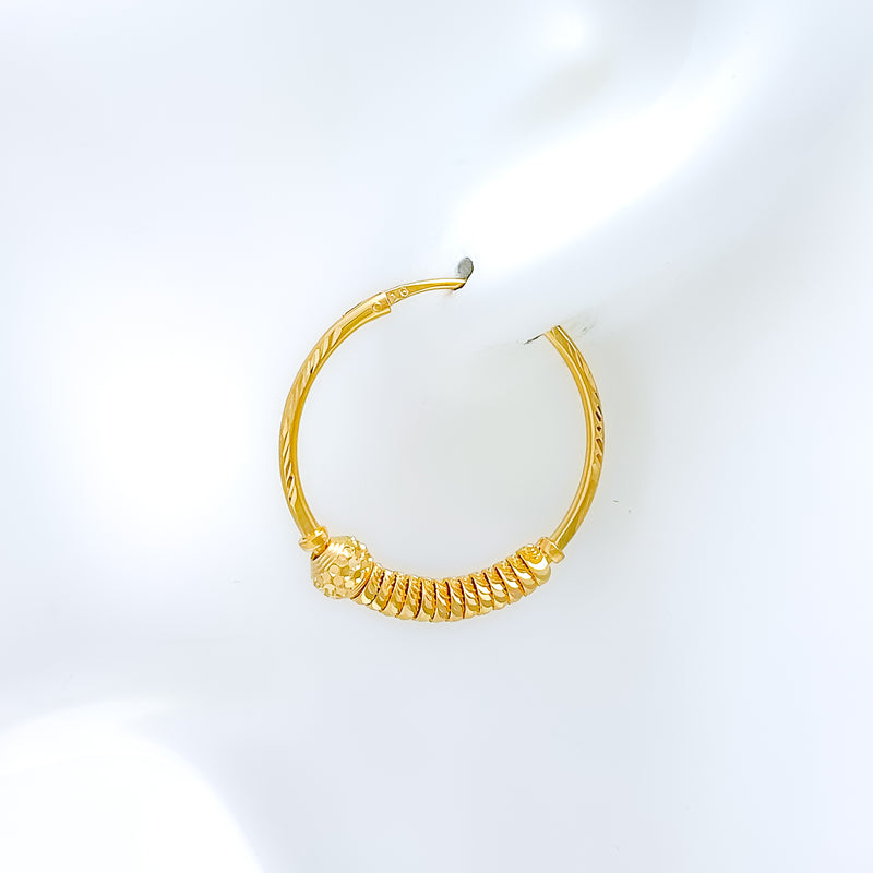 Chic High Finish Hoop 22k Gold Earrings