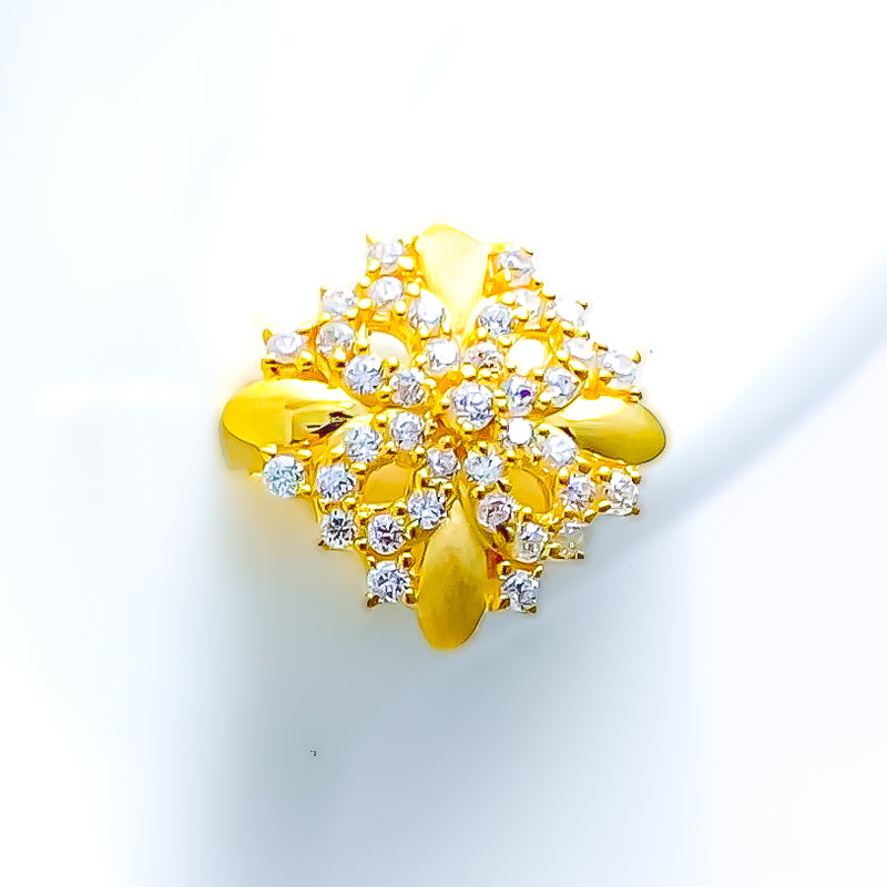 22k-gold-Gorgeous Glossy Flower CZ Tops 