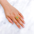Oxidized Six Petals with Colored Kundan Ring