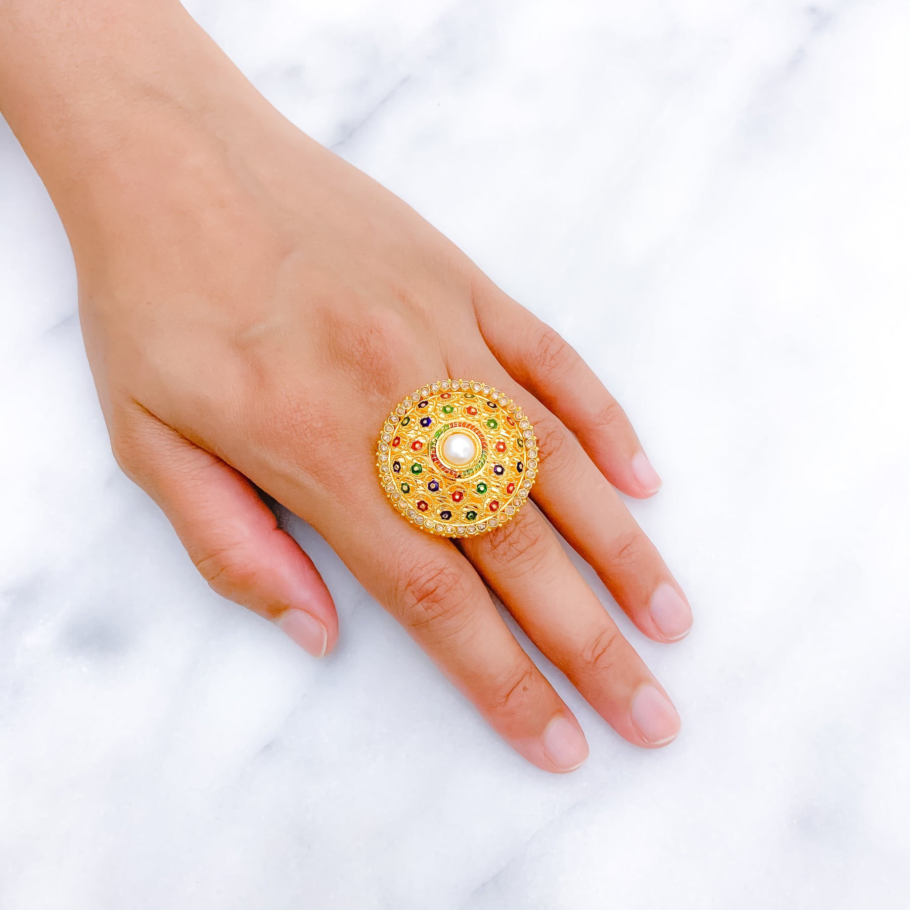 Buy online Mayur Meenakari Brass Adjustable Dimond Finger from Imitation  Jewellery for Women by Insta Shringar for ₹600 at 70% off | 2024  Limeroad.com