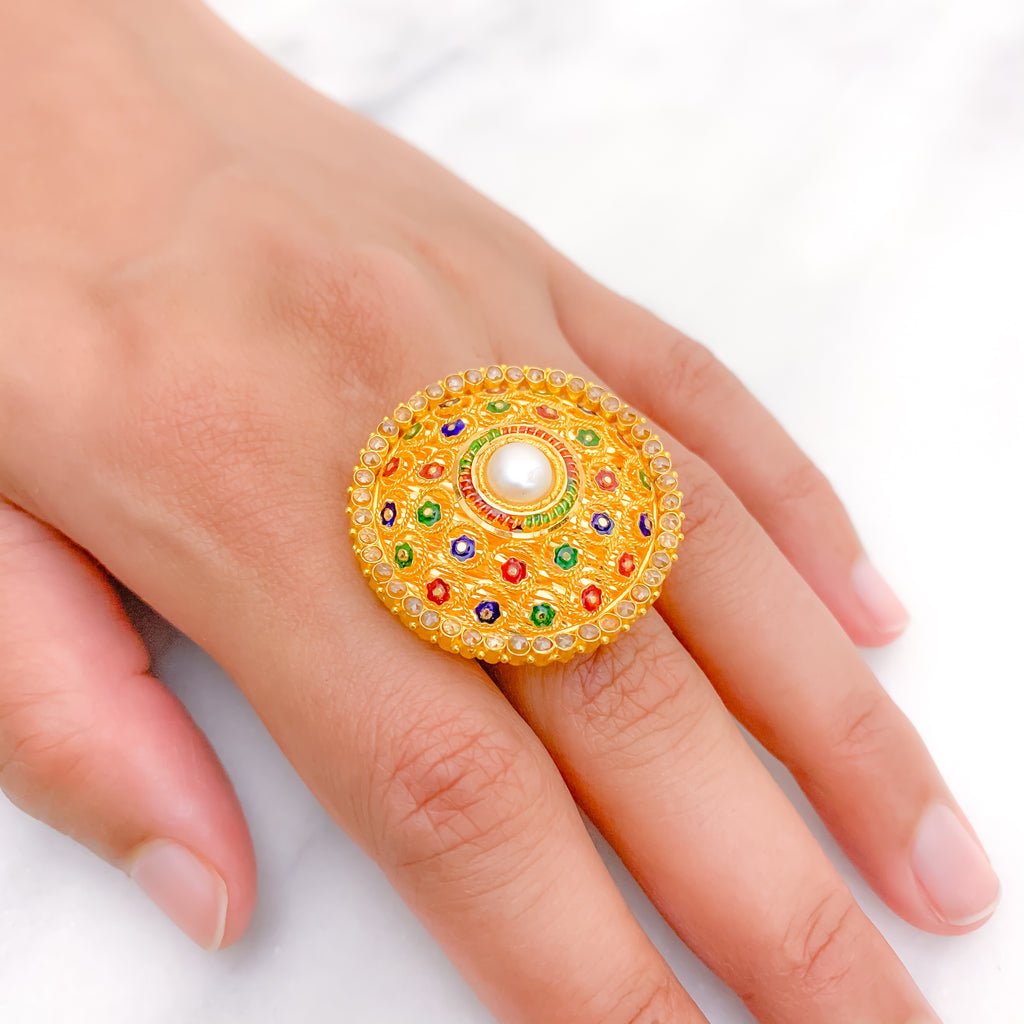Decorative Meenakari Ring – Andaaz Jewelers