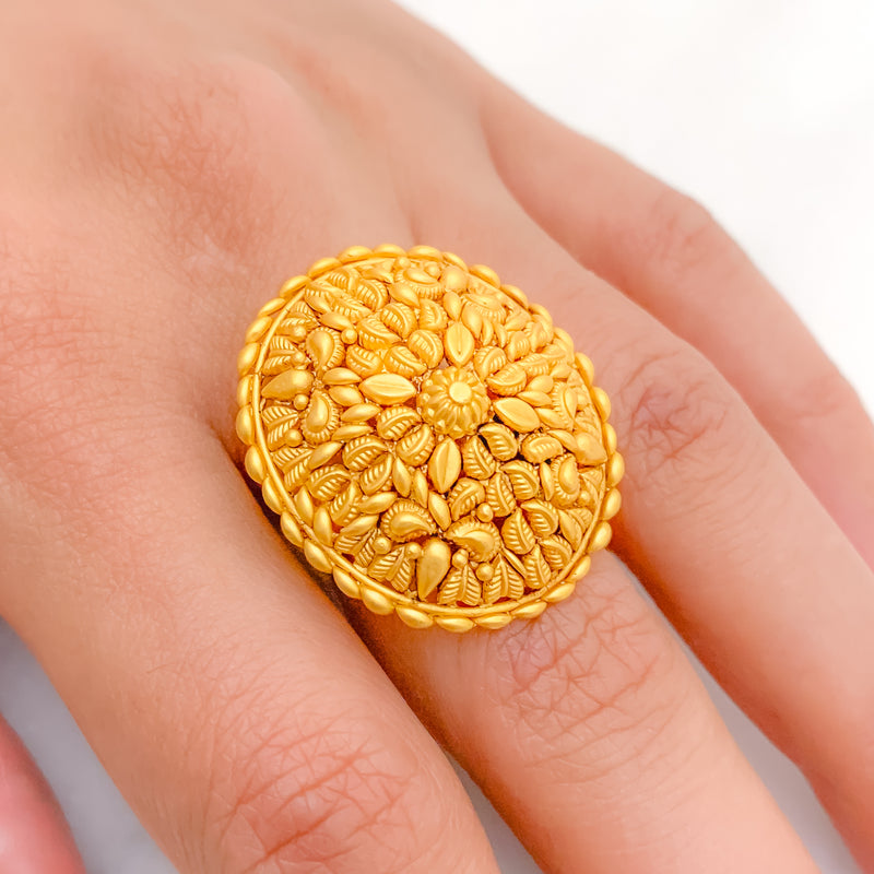 Intricate Floral 22k Gold Ring