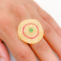 Stately CZ Accented Plate 22K Gold Ring