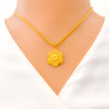 22k-gold-Dazzling Filigree Flower Pendant 