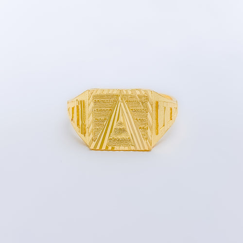 Reflective Pyramid Men's 22k Gold Ring