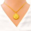 22k-gold-Charming Floral Coin Pendant 