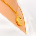 22k-gold-Charming Floral Coin Pendant 