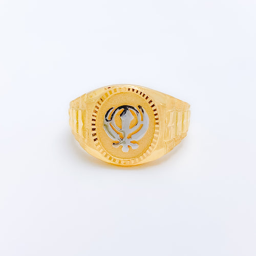 Oval Two-Tone Khanda Men's 22k Gold Ring