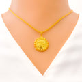 22k-gold-Round Floral Motif Pendant 