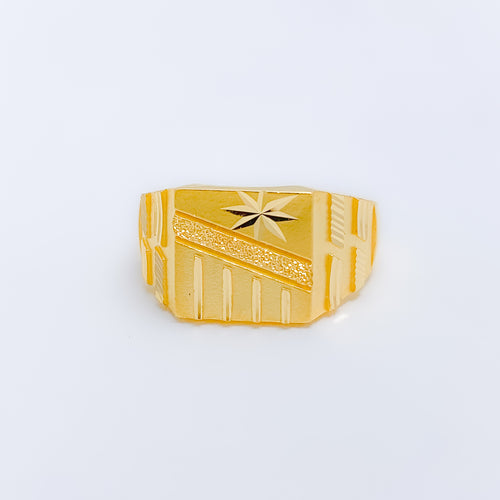 Grand Sand Finish Men's 22k Gold Ring