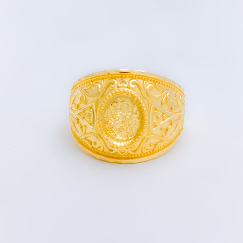 Ornate Curved Men's 22k Gold Ring