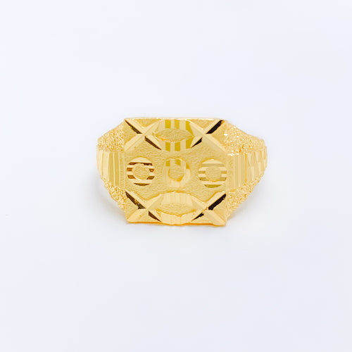 Multi-Finish Circles Men's 22k Gold Ring