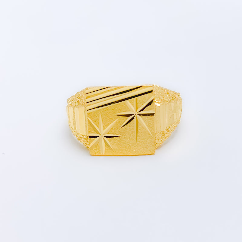 Bold Star Adorned Men's 22k Gold Ring