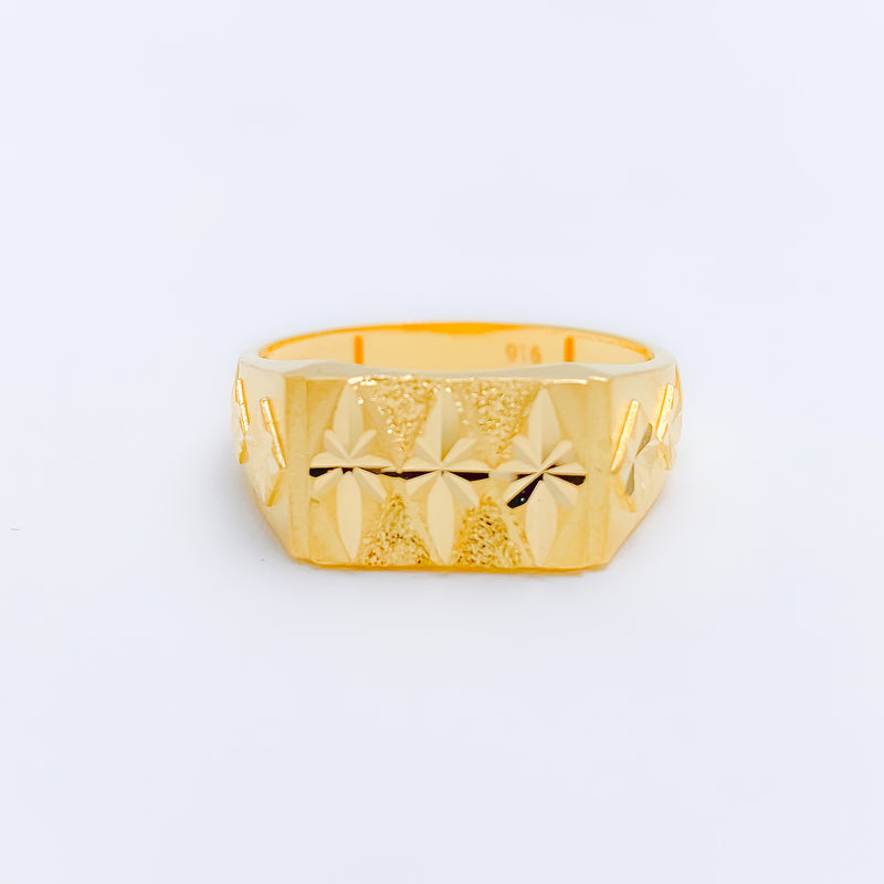 Sleek Floral Men's 22k Gold Ring