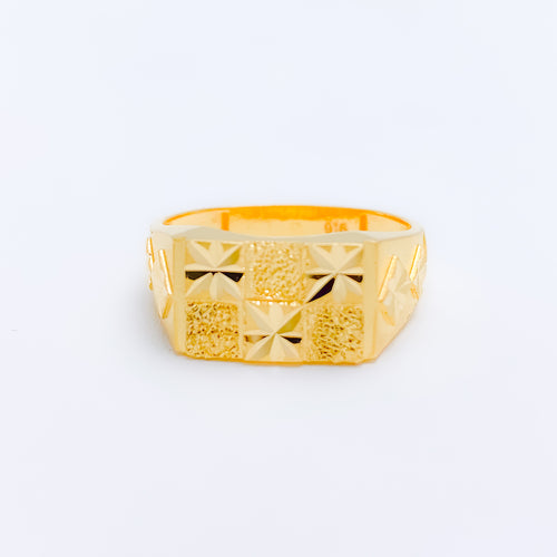 Alternating Squares Men's 22k Gold Ring