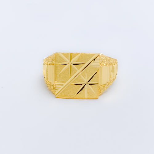 Bright Matte Finish Men's 22k Gold Ring