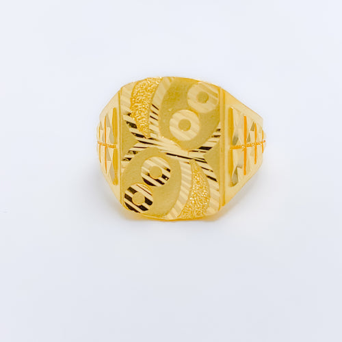 Swirling Circles Men's 22k Gold Ring