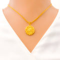 22k-gold-Upscale Textured Floral Pendant 
