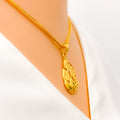 22k-gold-Opulent Filigree Leaf Pendant 