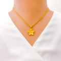 22k-gold-Smooth Finish Striped Flower Pendant 