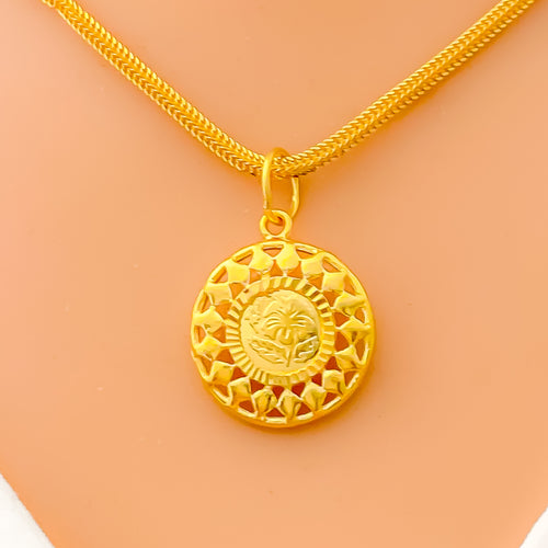 22k-gold-Detailed Dangling Coin Pendant 
