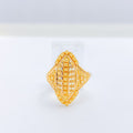 Flower Lined Oval 22k Gold Ring