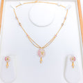 Circled + Floral Colored CZ Necklace Set