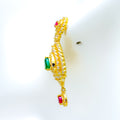 22k-gold-Vibrant Leaf Accented CZ Hanging Earrings 