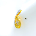 22k-gold-Two Tone Satin Flower CZ Hanging Earrings 