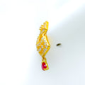 22k-gold-Extravagant Pear Drop CZ Hanging Earrings 