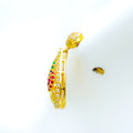 22k-gold-Vibrant Leaf CZ Hanging Earrings 