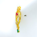 22k-gold-Blooming Flower CZ Hanging Earrings 
