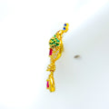 22k-gold-Majestic Peacock CZ Hanging Earrings 