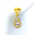 22k-gold-Palatial Halo CZ Hanging Earrings 