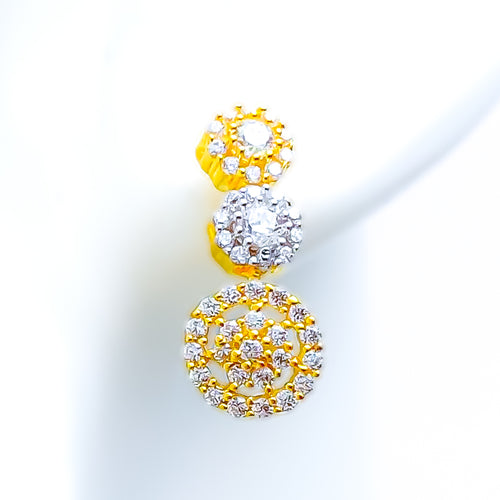22k-gold-Radiant Round CZ Hanging Earrings 