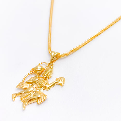 Dual Finish Hanuman 22k Gold Pendant