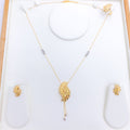 Elegant Leaf 22k Gold Necklace Set + Ring