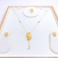 Elegant Leaf 22k Gold Necklace Set + Ring