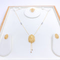 Ornate Drop 22k Gold Necklace Set + Ring