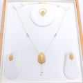 Ornate Drop 22k Gold Necklace Set + Ring