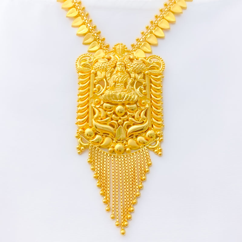 22k-gold-Magnificent Detailed Laxmi Necklace - 17"