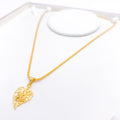 Leaf Adorned Radha Krishna 22k Gold Pendant