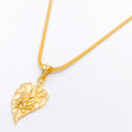 Leaf Adorned Radha Krishna 22k Gold Pendant