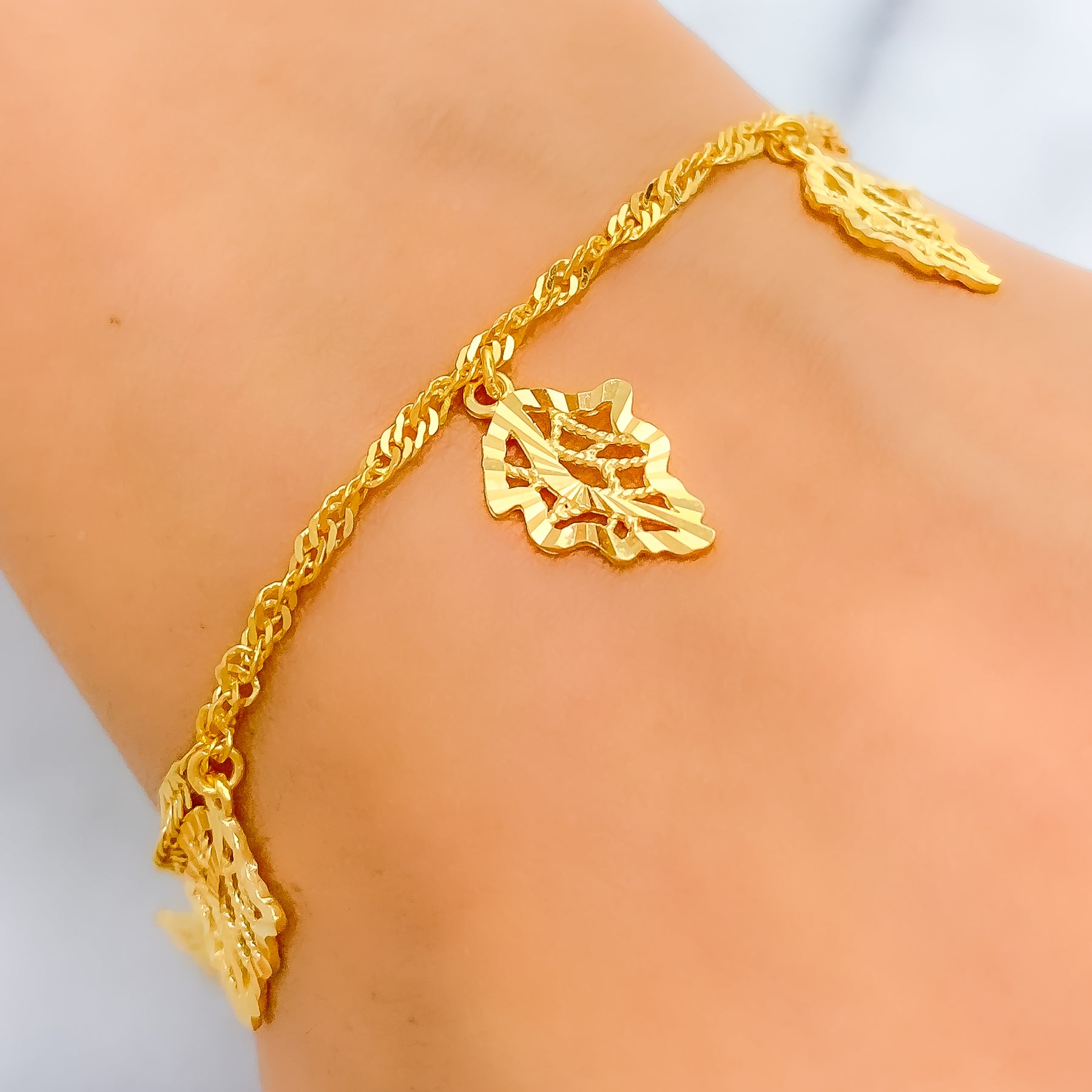 14K Yellow Gold Pink Station Four Leaf Clover Bracelet – LTB JEWELRY