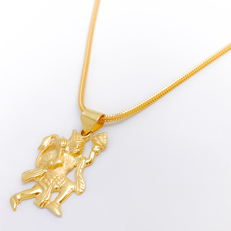 Medium Textured Hanuman 22k Gold Pendant