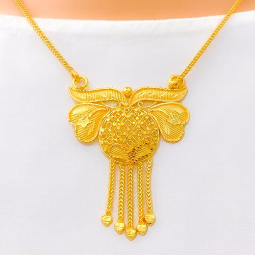 22k-gold-Traditional Vine Motif Necklace - 20"