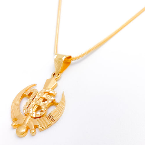 Medium Sikh IK Onkar 22k Gold Pendant