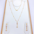 Wavy Rose Gold Beaded Long 22k Gold Necklace Set